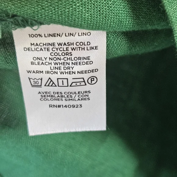 Loft Beach 100% Linen Green Button Up Womens LP - Picture 6 of 10